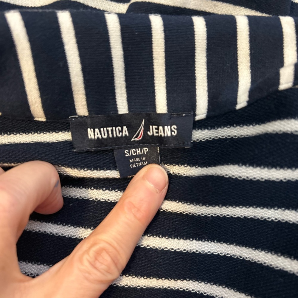 Nautica Navy & White Striped Sleeveless Collared Dress S coastal summer resort S - Picture 5 of 7